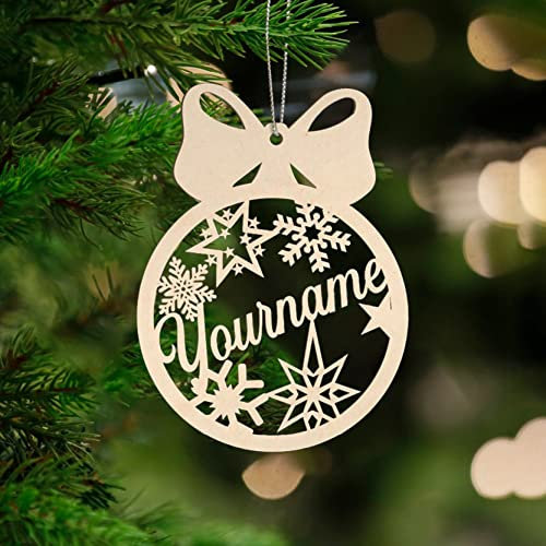 Benutzerdefinierte Christbaumkugeln Christbaumschmuck Personalisierte Christbaumkugel Lasergeschnittene Namen Weihnachten Benutzerdefinierte Geschenkanhänger mit Schneejahr oder Namensdekor