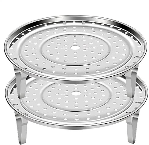 Mini Skater 2 Pack Stainless Steel Steamer Rack Stand Thicken Pressure Cooker Canning Racks with Detachable Legs for Stock Pot Steaming Tray Pans (10.24inch)