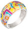 Jeulia Damen Sterling Silber Ring Mehrfarbig Emaille Blumen Geometrisch Diamant Band Ring für Frauen Mädchen Breiter Ring Party Schmuck Personalisierte Anniversary Geschenk (58（18.5）, Geometric)