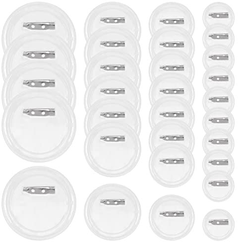 Mardatt 50 Stück 4 Größen transparente Knopfabzeichen Set mit Pin, 25/38/45/60 mm Acryl runde Abzeichen Pins Blank Knopf Bild individuelles Design für DIY Herstellung