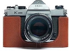 Handgefertigt aus echtem echtem Leder halbe Kamera Tasche Tasche Abdeckung für Pentax K1000 Rufous Farbe