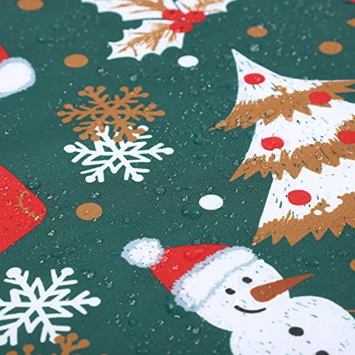 LuxFocus Weihnachts Tischdecke für Rechteckige Tische im Innen und Außenbereich, Wasserdicht, Schneemann, dekorative Tischdecke für Partys, Essen, Bankett, Zuhause, Grün, 137x177 cm