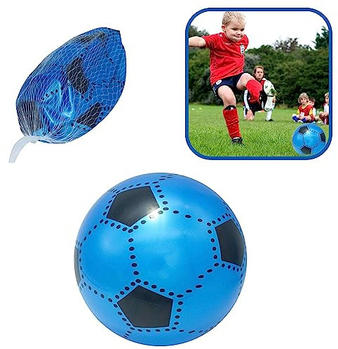 23cm PVC Blue Inflatable Soccer Ball Indoor and Outdoor Game Toy for Backyard Fun, Christmas Party Supplies Summer Play Lawn Activities for Kids Toddlers 3+ Years