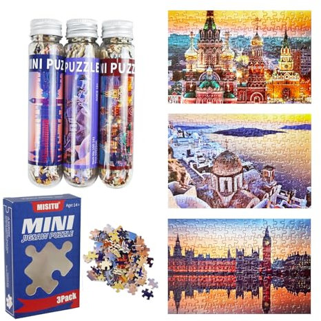 MISITU 3er-Pack mit 150-teiligen Mini-Puzzles für Erwachsene, kleine knifflige, herausfordernde Kunstfertigkeit für Erwachsene (Big Ben)