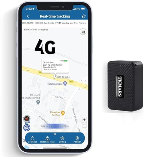 TKMARS 4G Mini GPS Tracker GPS Tracker Auto 25 Tage Standby-Zeit, Stark Magnetisch, Wasserdicht, Echtzeit-Positionierung, 5 Sekunden Aktualisierung, mit Kostenloser App, (TK913-4G)
