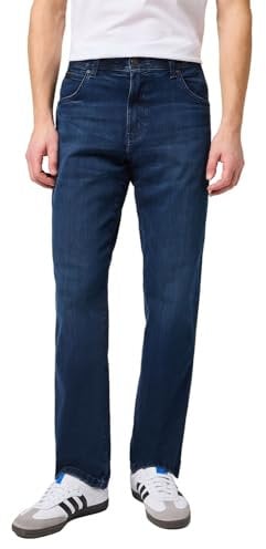 Wrangler Herren Jeans Texas - Regular Fit - Blau - Arm Strong W29-W50 Stretch, Größe:36W / 32L, Farbe:Arm Strong 112341387