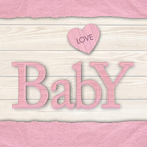 20 Servietten Baby auf Holz rosa | Geburt | Babyparty | Taufe | Tischdeko | Decoupage | Serviettentechnik 33x33cm