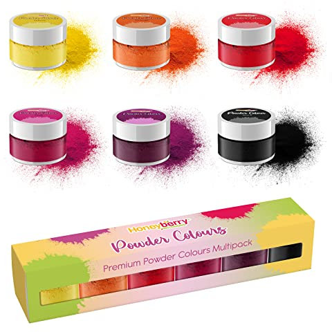 Natürliche Lebensmittelfarbe Pulver (6 x 3,5g) – Essbare Pulverfarben Multipack – Hochkonzentrierte Farbe für Zuckerguss, Fondant, Tortendeko und Macarons – Lebensmittelecht & Vegan (Warme, Set)