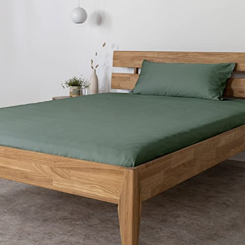AGAPIE - Bambus Lyocell Spannbettlaken 90x200x35 cm - Dunkel-Grün, 100% Bio Oeko-Tex 100, für Allergiker, Antibakteriell, Ganzjahres-Bettwäsche, Atmungsaktiv, Geruchshemmend, Besonders sanft