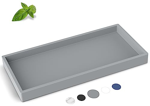 EG-SIPRO Badezimmer-Thekentablett, Silikon, rechteckig, grau, dick, bruchsicher, Seifenspender-Tablett, 27 x 13 cm oder 20 x 10 cm