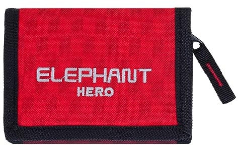 Elephant Geldbörse Kinder Portemonnaie Hero Signature Wallet Schlüsselkette Börse Mädchen Jungen Ausweishülle Geldbeutel Schülerbörse Purse (Red Cube 12864 (Rot Schwarz))
