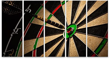 Bild auf Leinwand Dart In Bulls Eye Close Up Sport Leinwandbild Wandbild Prime Bilder für Wohnzimmer etc.