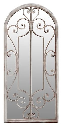 vidaXL Gartenspiegel Fensterspiegel Wandspiegel Hängespiegel Zierspiegel Dekospiegel Gartendeko Spiegel für Außenbereich Sand 100x45cm Eisen