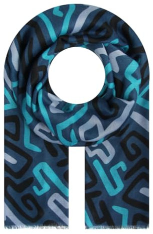 Majea Damen Halstuch Tuch Kopftuch Schal Damen-Schal Stola (880035) (blau 7)