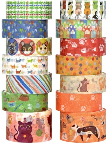 14 Rollen Cute Washi Tape Set - Kawaii Animals Dekoratives Masking Tape, Dekoratives Klebeband Bunt für Verschönern Bullet Journals, Diy Handwerk, Scrapbooking, Planner