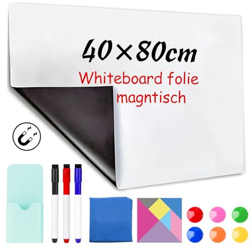 CHMMY Magnetic Whiteboard Paper, 40 x 80cm, DIY Self-Adhesive Dry Erase Board Sheets, Whiteboard Film Stick on Wall for Office, Home, School