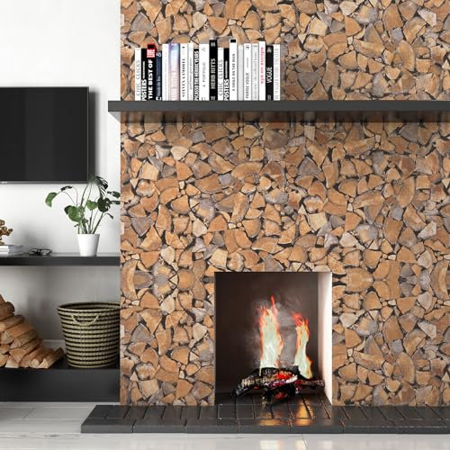 Yullpaper Wood Effect Vinyl Self Adhesive Wallpaper for Living Room Orange Wallpaper Wood Vinyl Wrap for Furniture Counter Peel and Stick Kitchen Bedroom Wallpaper Vintage Wall Paper Roll 40 X 300cm