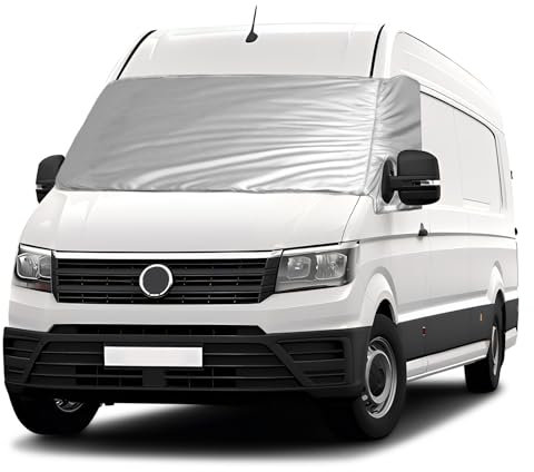 Opaltool Externe Thermo Scheibenabdeckung passend für 2018-2024 VW Crafter, Luxus Silber Wrap Windschutzscheibenabdeckung,Faltbare Frontscheibenabdeckung Winter Sommer Scheibenfrostschutz Abdeckung