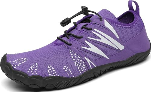 Mishansha Badeschuhe Herren Damen Wasserschuhe Atmungsaktive Schnell Trocknend Schwimmschuhe rutschfeste Leicht Barfußschuhe fur Männer Frauen, Violett Lila, 41 EU