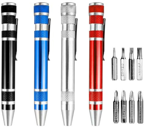 Set di 4 cacciaviti a penna, 8 in 1, mini cacciaviti, set di cacciaviti portatili, magnetici, portatili, per riparare e installare utensili manuali