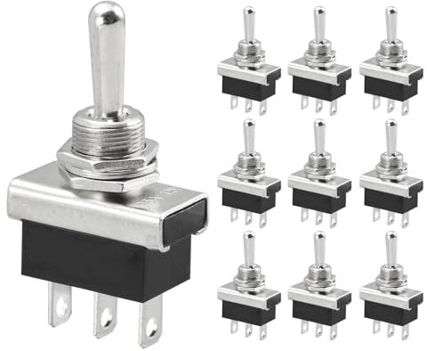 Heschen Interruptor basculante de metal, KN3D-103, 12 V 25 A, SPDT, encendido y apagado, 3 posiciones de 3 pines, para iluminación de salpicadero (10)