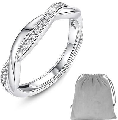 1 Ring aus S925-Sterlingsilber mit Diamanten, 1 Aufbewahrungstasche, leichter Luxus-Nischenschmuck, einfacher offener Ring für Frauen, verstellbarer Ring für Frauen, Geschenk für Freundin und Ehefrau