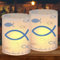 12 Stück Windlicht Taufe Tischdeko, Teelicht Taufe Kommunion Deko,Windlichter Fisch Kommunion Deko, Lantern Fisch Taufdeko,Windlichter für Taufe Konfirmation Deko Junge Mädchen Kommunion Gastgeschenk