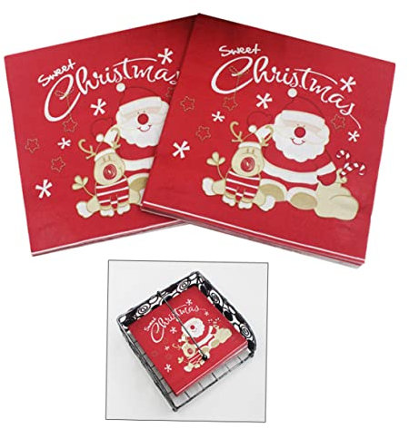FRCOLOR Gedruckte Weihnachtsfeier-servietten Weihnachtsmann-elch-muster 20 Blatt Tissue