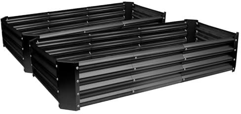 Harbour Housewares Raised Garden Bed - Anthracite - 180 x 90cm - Rectangle - Pack of 2 - Bottomless Galvanised Steel Planter Box for Growing Outdoor Plants, Vegetables, Flowers and Herbs