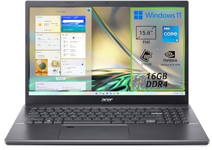 acer Aspire 5 A515-57G-524H PC Portatile, Notebook, Processore Intel Core i5-1235U, RAM 16 GB DDR4, 512 GB PCIe NVMe SSD, Display 15.6 IPS FHD, NVIDIA GeForce RTX 2050 4 GB GDDR6, Windows 11 Home