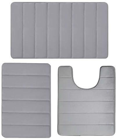 Badezimmerteppich-Set | Badteppich und Vorleger-Set | Duschmatten-Set, waschbares Bade- und WC-Vorleger-Set, rutschfeste Unterseite, neuer Teppich-Stil, Teppiche für Badezimmer und Toiletten
