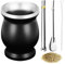 Yerba Mate Cup Set, Stainless Steel Yerba Mate Cup Set with Straws, Tea Cups, and Cleaning Brush - Perfect for Mate Tea Infusion
