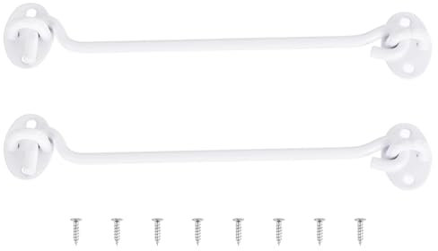 sourcing map 2Pcs 8 Inch Hook and Eye Latch, Barn Door Lock Privacy Hardware Stainless Steel Gate Lock for Window Cabin Hooks Sliding Door Bedroom Bathroom, White