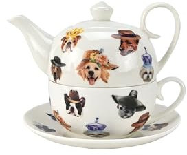 Tea for One Brillantporzellan Teekanne 400 ml plus Tasse 240 ml (Hunde)