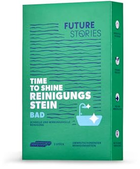 Future Stories Reinigungsstein Bad, 2 Stück, aus recyceltem Glas - für feste Oberflächen, ohne Schrubben, chemikalenfrei