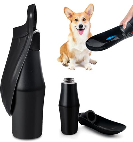 Dog Drinking Bottle for Dogs, 750 ml Water Bottle Dogs, 180° Foldable Dog Drinking Bottle, Portable Pet Water Bottle, Stainless Steel Dog Drinking Bottle, Drinking Bottle Dogs for Training (Black, 1)