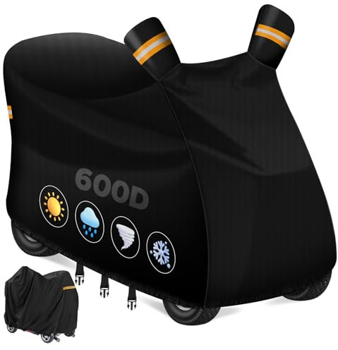 MaxAwe 142x66x119cm Elektromobil Abdeckung, 600D Oxford PU Beschichtung wasserdichte Abdeckplane Rollerabdeckung, Behinderung Scooter Schutzhülle mit Gummiband Reflektierenden Streifen