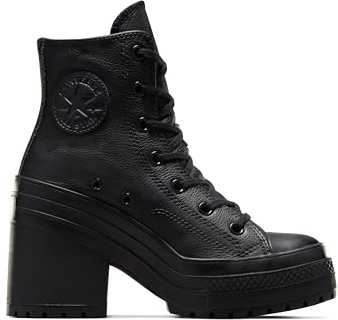 Converse Unisex Adult Chuck 70 De Luxe Leather High Top Sneaker, Black/Black/White, 8.5 Women/6.5 Men