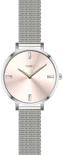 TORII Damenuhr Roségold Edelstahl - rund Quarz S28SS.R4 Milanaise-Armband Strichindizes wasserdicht 50 m