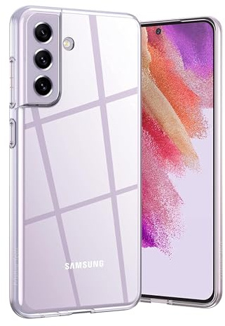 Pristine-Tech Clear Case for Samsung Galaxy S21 FE 5G 6.4-Inch, [Anti-Yellowing] Anti-Scratch Transparent Soft Edge [Military Grade Drop Protection] Shockproof Phone Cover - Crystal Clear
