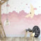 DURNYDJZIOA Tapetenwandbild, rosa Wolken, Mond, Sternenhimmel, Tapete, 3D, 300 x 210 cm