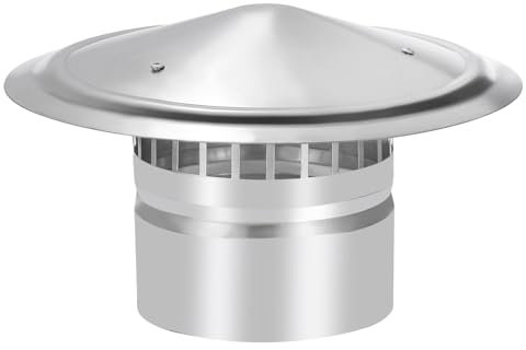 YOKIVE 1 Pcs 6-Inch Round Chimney Cap, 304 Stainless Steel Cone Top Chimney Cap with Screen | Stove Pipe Cap Stovepipe Finial Great for Outside Vent Flue Roof
