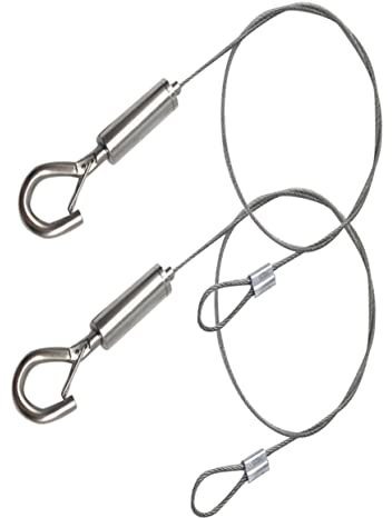 Homoyoyo 2pcs Heavy Duty Stainless Steel Hanging Cable for Bird Feeders and Indoor Plants - Durable Picture Hanging Kit for Flower Pots and Grow Lights