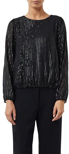 COMMA Bluse mit Pailletten und Elastikbündchen