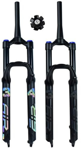 TOTLAC Fourche à Suspension pneumatique pour VTT 27,5 et 29, débattement de 140 mm, axe de Direction Conique sans Filetage de 1 1/2, Compatible avec Freins à Disque QR de 9 mm.