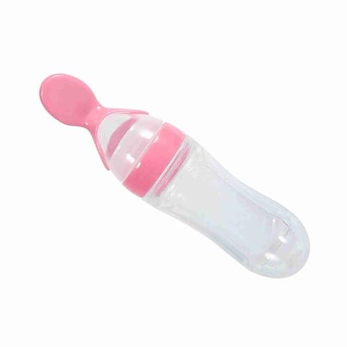 Phefop Baby-Flasche, Silikonmaterial, Weiches Squeeze-Design für Einfaches Füttern von Müsli, Brei, Ideal für Säuglinge und Kleinkinder (PINK)