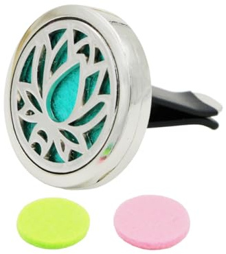 ABOOFAN Auto Duftdiffusor Clip in Lotusform Eleganter Lüftungsschlitz Clip aus Edelstahl 2 Filzpads für Dezenten Auto Lufterfrischer