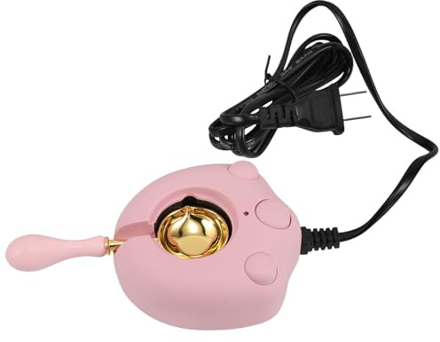 TEHAUX Fornello Elettrico per Sciogliere la Cera con Cucchiaio, Facile da Usare con Protezione da Surriscaldamento, in Plastica e Metallo per Creazioni con Sigilli di Cera Rosa