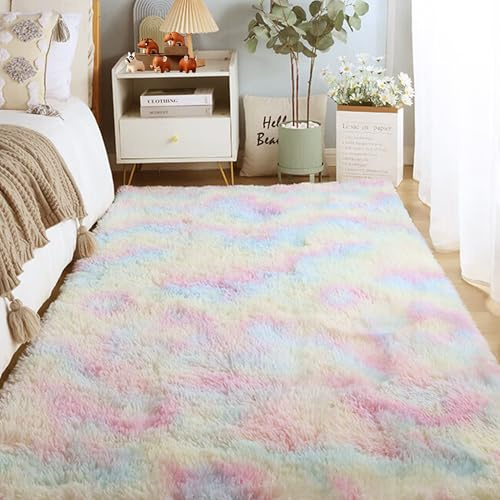MEILIPA Moderner Hochflor 150 x 300 cm Flauschiger Flauschiger Hochflor Teppich Hochwertiger für Schlafzimmer Kinderzimmer, Mehrfarbig