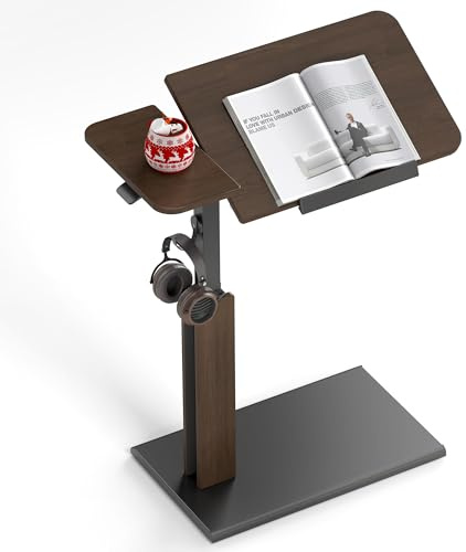 ETHU Table de lit avec roulettes dissimulées, bureau à domicile et canapé, noyer